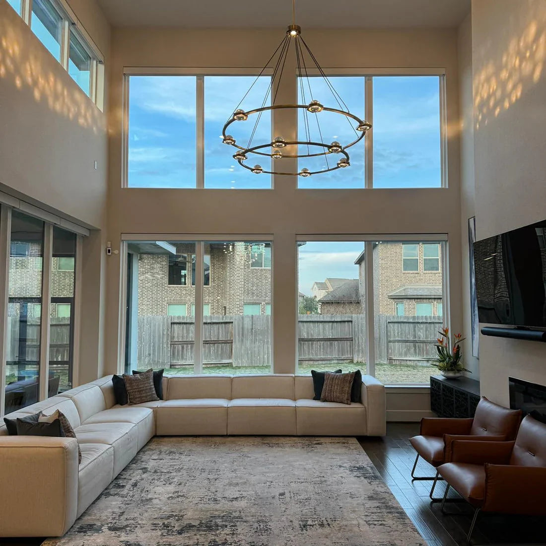 Modern 1/2-Tier Ring Chandelier for Living Room/Bedroom