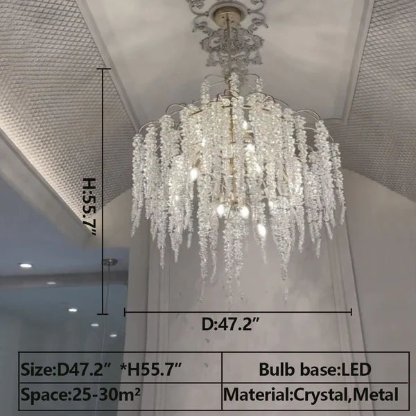 Rylight Elegant Flower Branch Crystal Chandelier in Chrome Finish