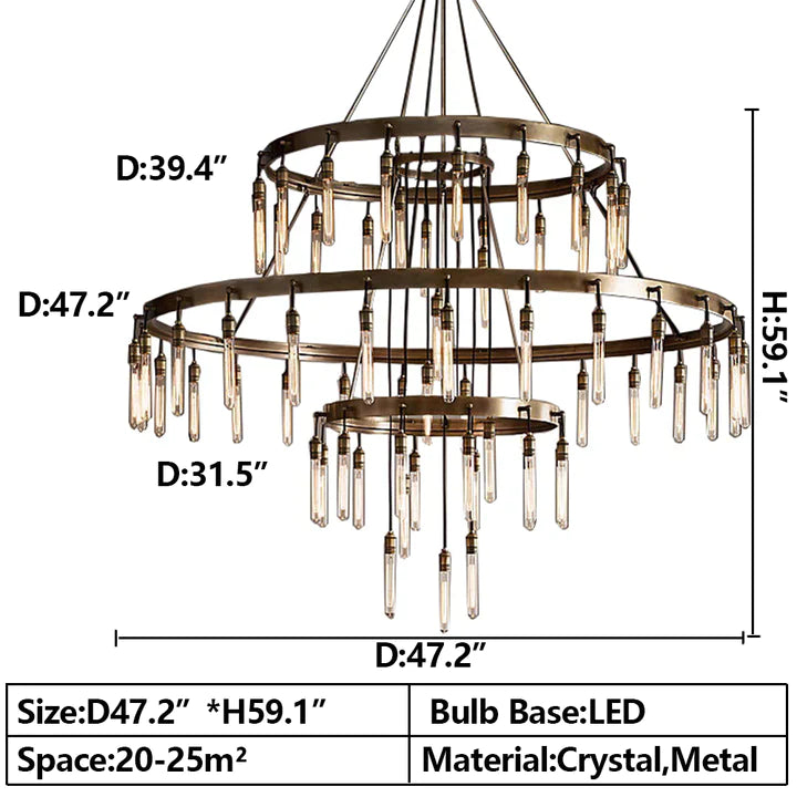 Rylight 3-Tier Ring Chandelier With Black/Bronze Color