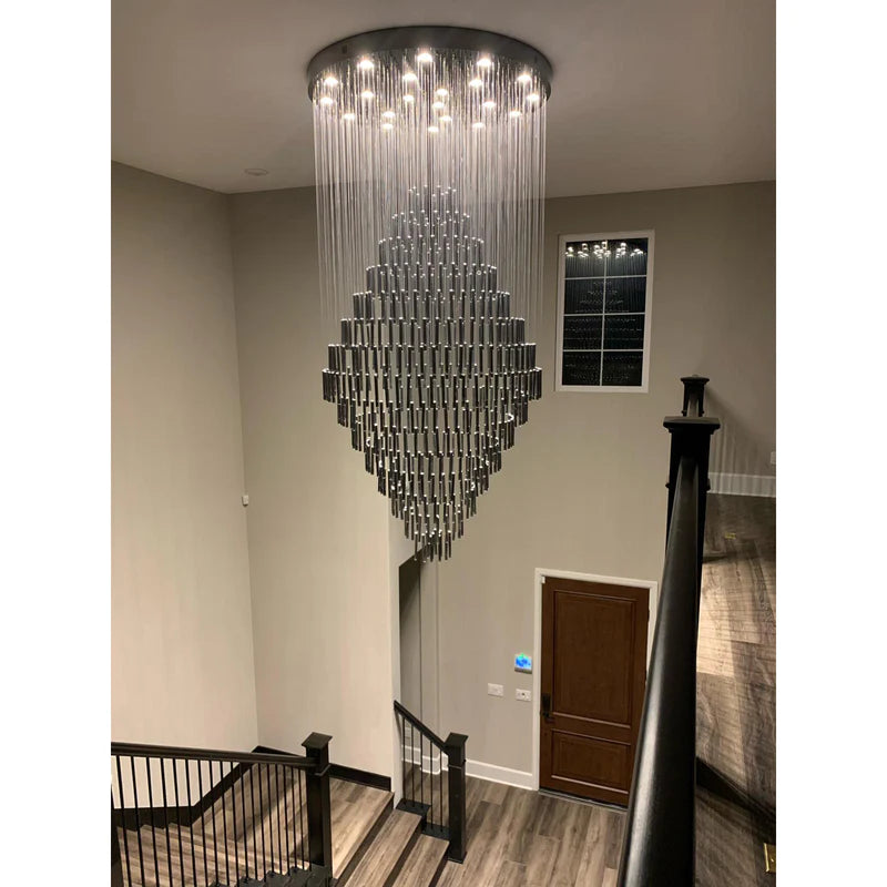 Rylight Multi-Tier Raindrop Crystal Stick Chandelier