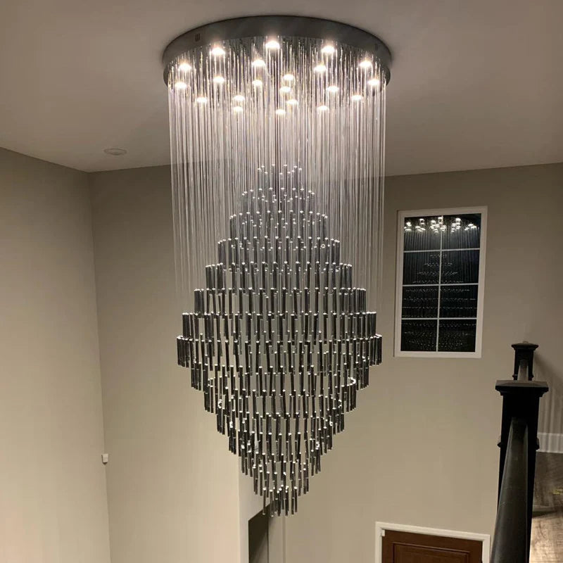 Rylight Multi-Tier Raindrop Crystal Stick Chandelier