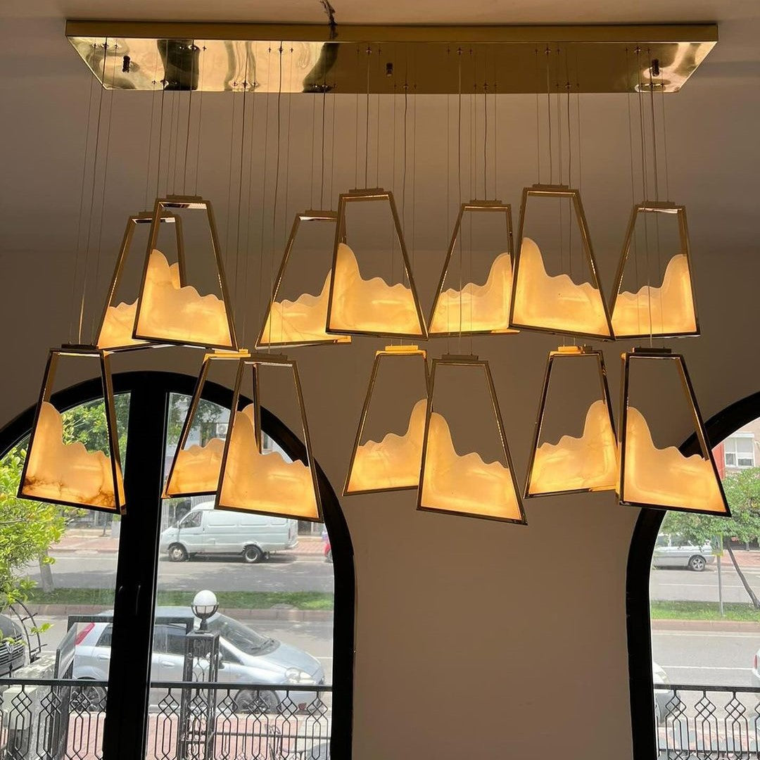 Rylight Modern Luxury Marble Chandelier in Gold Finish