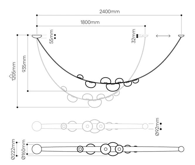 Rylight 1/2-Leather Belt Glass Chandelier