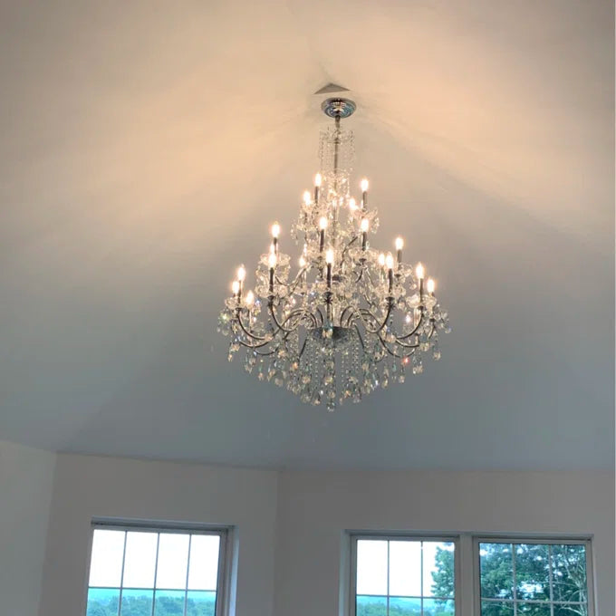 Rylight 3-Tier&24-Lights Luxury Crystal Candle Chandelier
