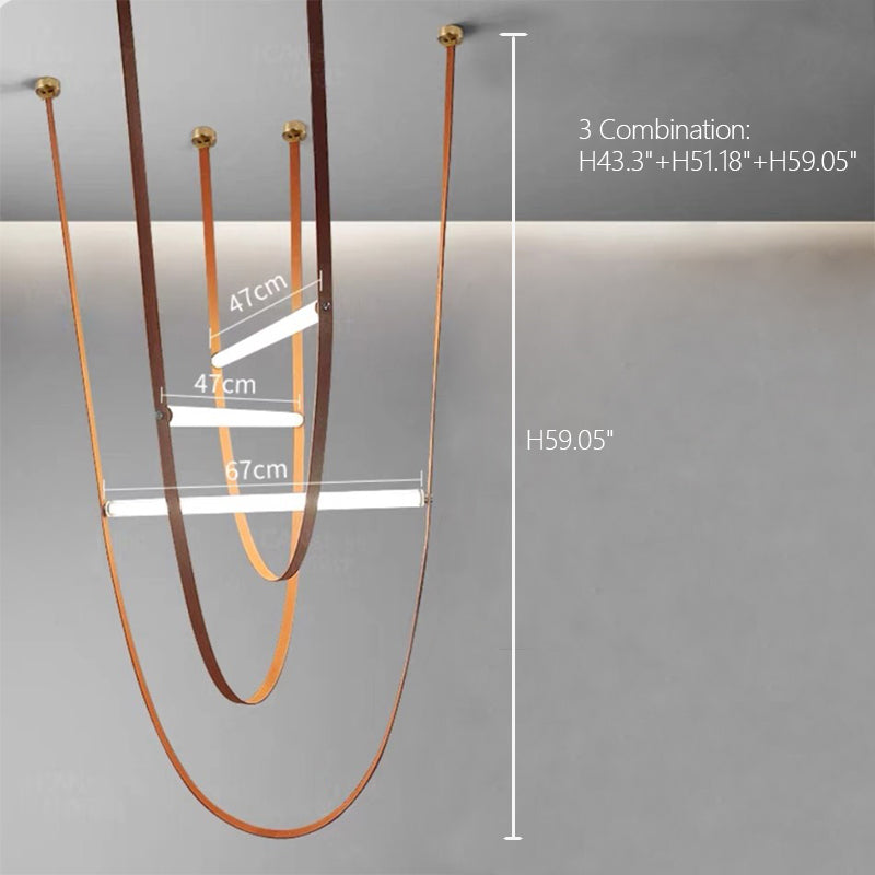 Rylight Designer U-shaped Belt Lamp LED Glass Tube Chandelier