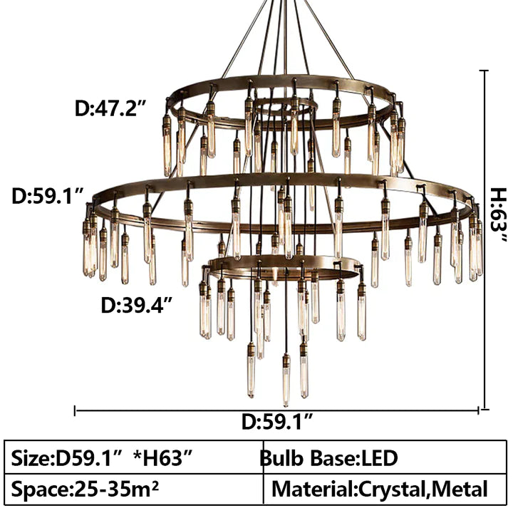 Rylight 3-Tier Ring Chandelier With Black/Bronze Color