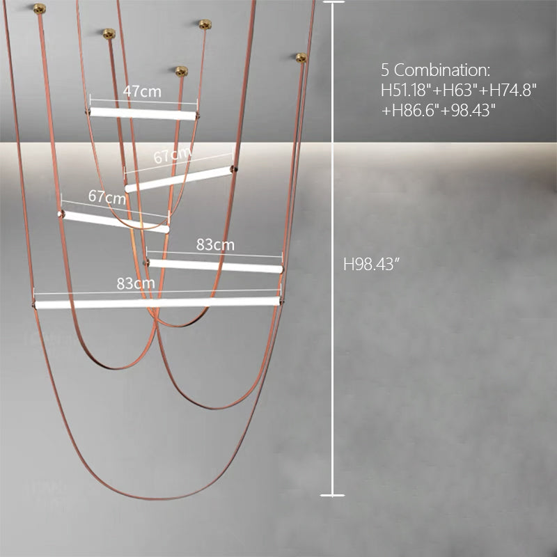 Rylight Designer U-shaped Belt Lamp LED Glass Tube Chandelier