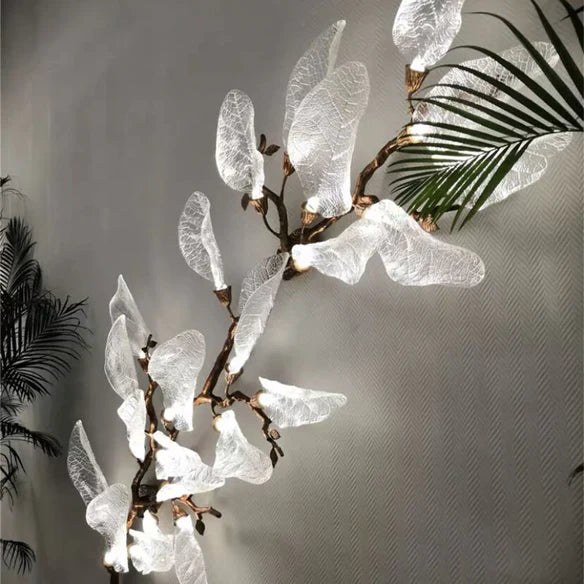 Rylight Flush Mount/Round/Linear Bionic Resin Leaves Chandelier