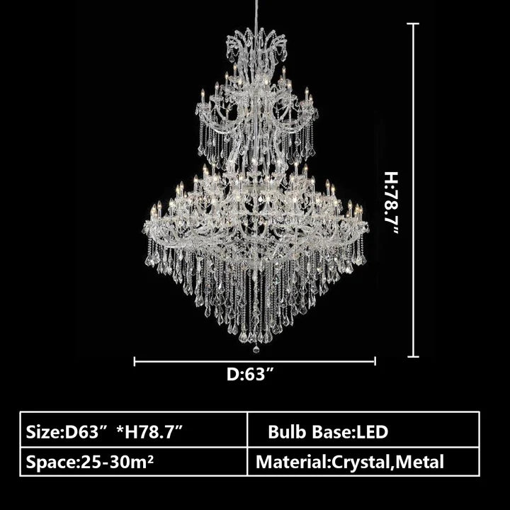 Rylight Extra Large Traditional Multi-layers Candle Branch Chrome/Gold Crystal Chandelier
