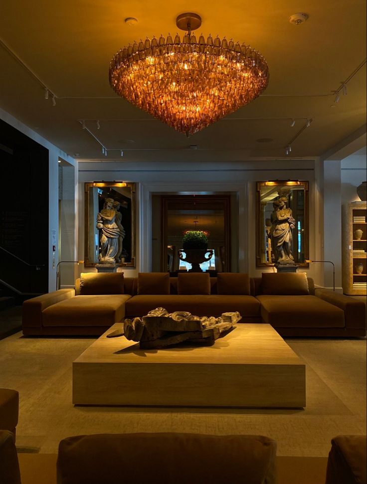 Rylight 6/8/10/13-Tier Clear/Amber Glass Round/Rectangular Chandelier