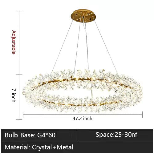 Rylight 1/2-Ring Round/Linear Frozen Ice Crystal Chandelier