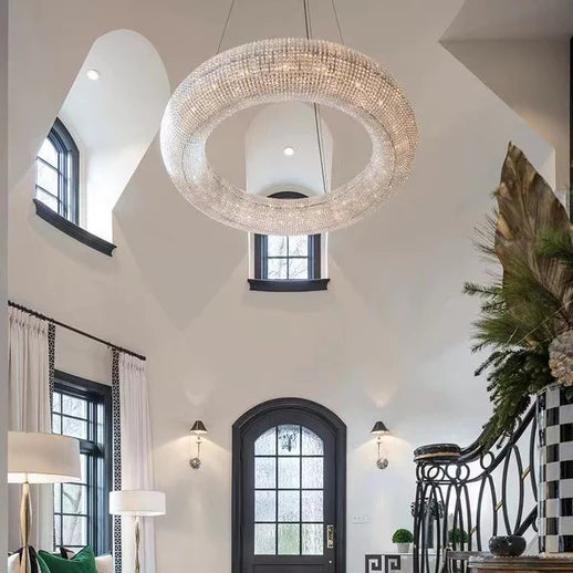 Rylight 9/12/16/18/25/30-ثريا حلقية كريستالية خفيفة باللون الفضي/الذهبي