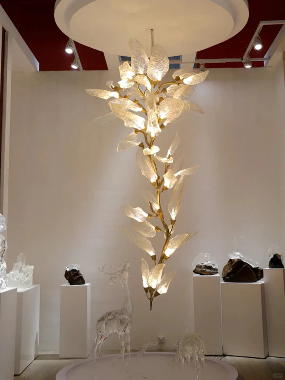 Rylight Flush Mount/Round/Linear Bionic Resin Leaves Chandelier