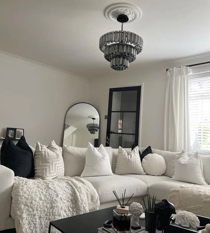 Rylight 4/7- ثريا زجاجية ذات طبقات رمادية فاتحة/شفافة