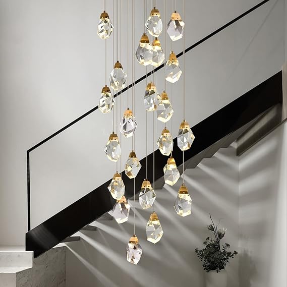 Rylight 1/3/7/14/22-Light Diamond Raindrop Crystal Chandelier