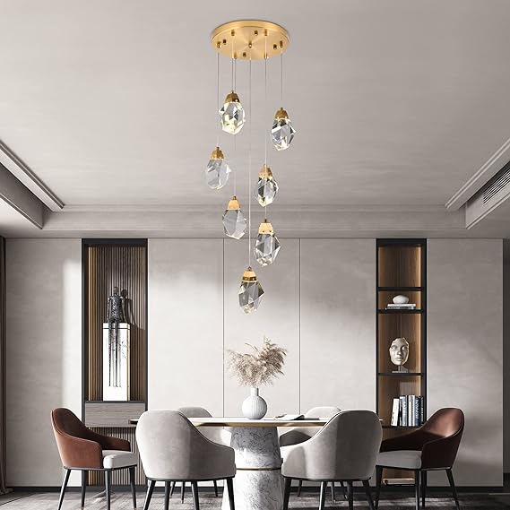 Rylight 1/3/7/14/22-Light Diamond Raindrop Crystal Chandelier