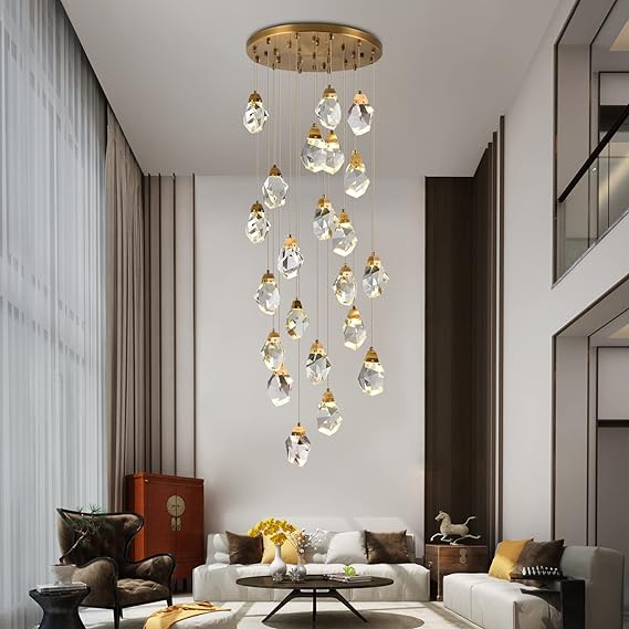 Rylight 1/3/7/14/22-Light Diamond Raindrop Crystal Chandelier