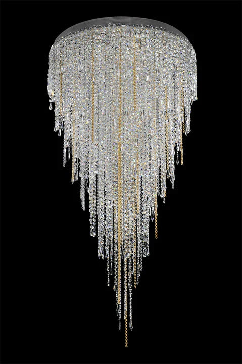 Rylight Waterfalls Flush Mount/Suspension Crystal Tassel Chandelier