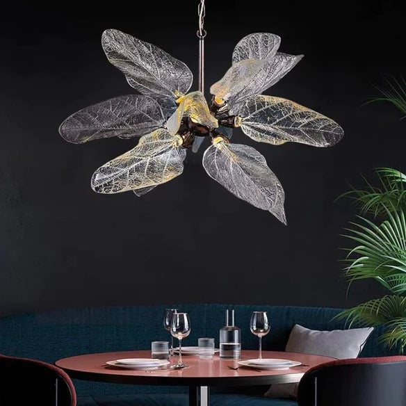 Rylight Flush Mount/Round/Linear Bionic Resin Leaves Chandelier