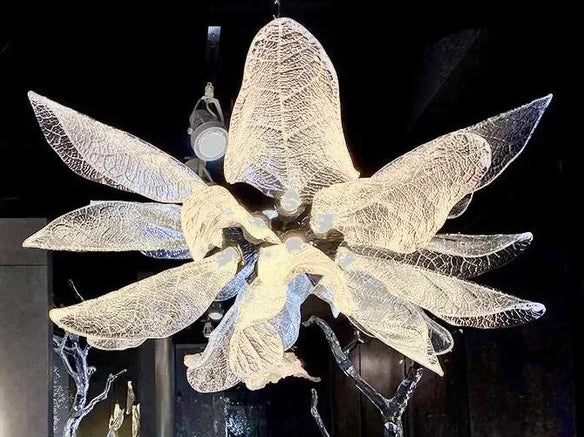 Rylight Flush Mount/Round/Linear Bionic Resin Leaves Chandelier