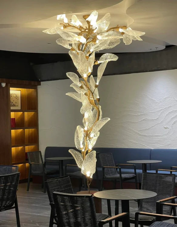 Rylight Flush Mount/Round/Linear Bionic Resin Leaves Chandelier