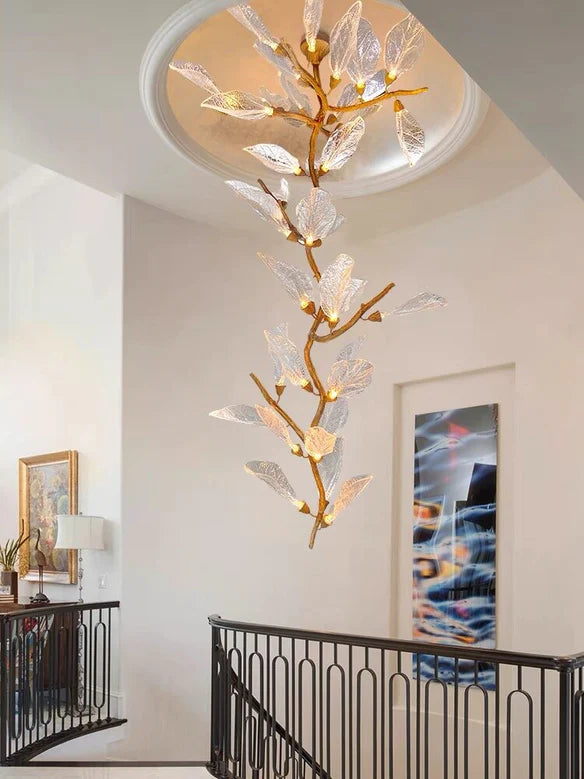 Rylight Flush Mount/Round/Linear Bionic Resin Leaves Chandelier
