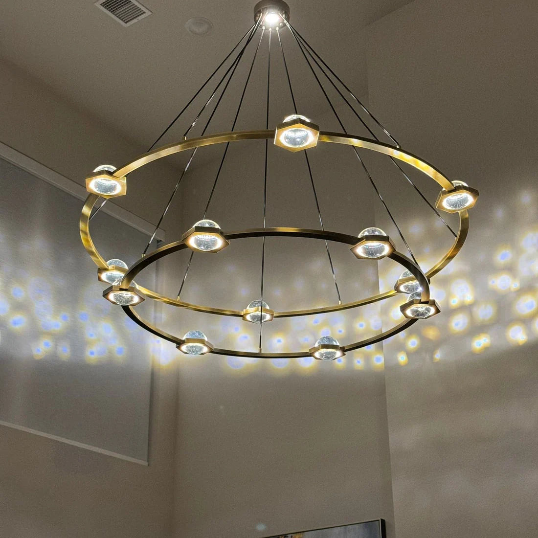Modern 1/2-Tier Ring Chandelier for Living Room/Bedroom