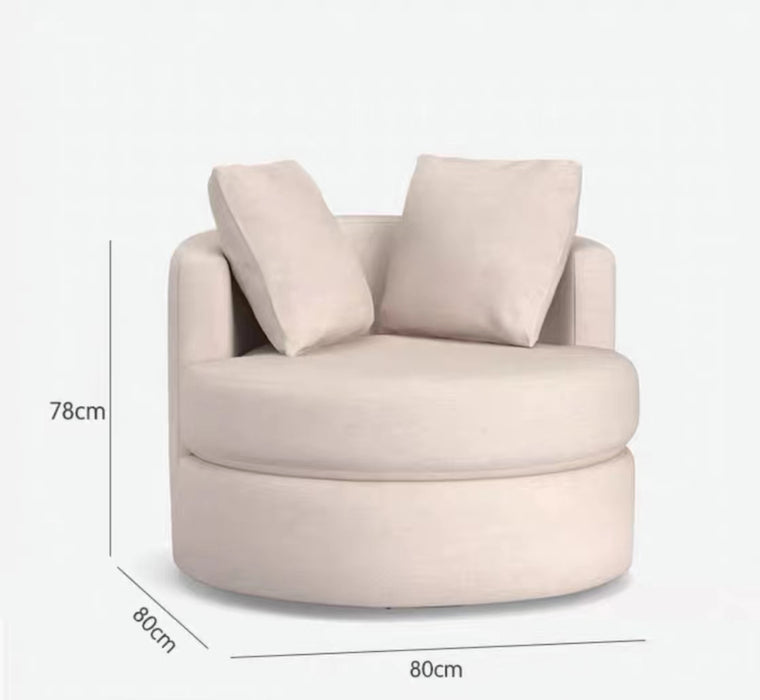 Italian Nordic Light Luxury Velvet Circular Rotatable Sofa Chair For Living Room/Bedroom
