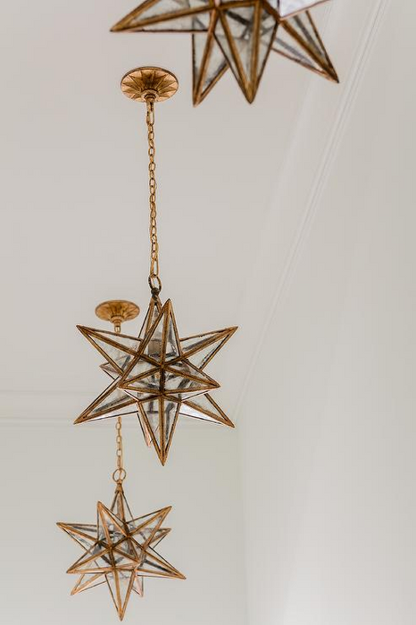 Classic Brass Moravian Star Pendant Chandelier For Staircase/Living Room