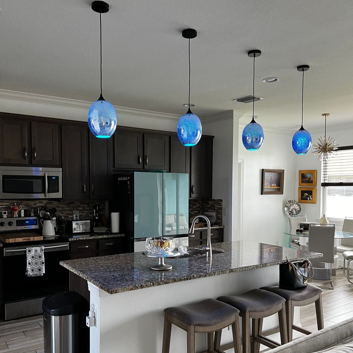 Rylight 3D kleurrijke glazen vuurwerkkunst hanglamp