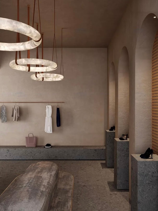 Modern Round Alabaster Chandelier for Living Room/Bedroom