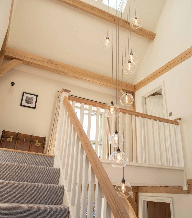 Rylight 9/16/25/36/49-ثريا متدلية من الزجاج الشفاف الخفيف