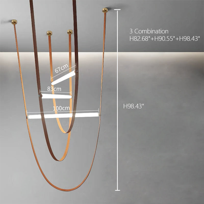 Rylight Designer U-shaped Belt Lamp LED Glass Tube Chandelier