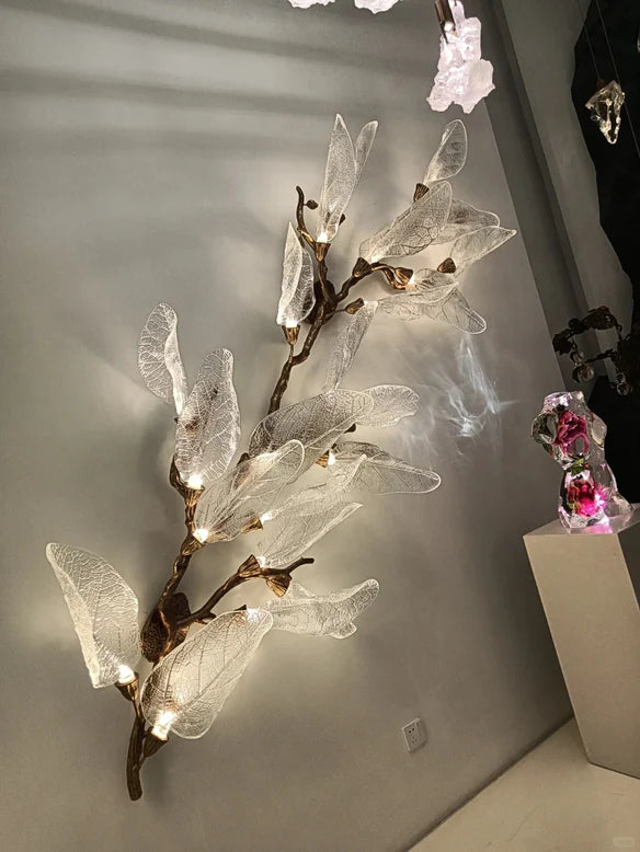 Rylight Flush Mount/Round/Linear Bionic Resin Leaves Chandelier