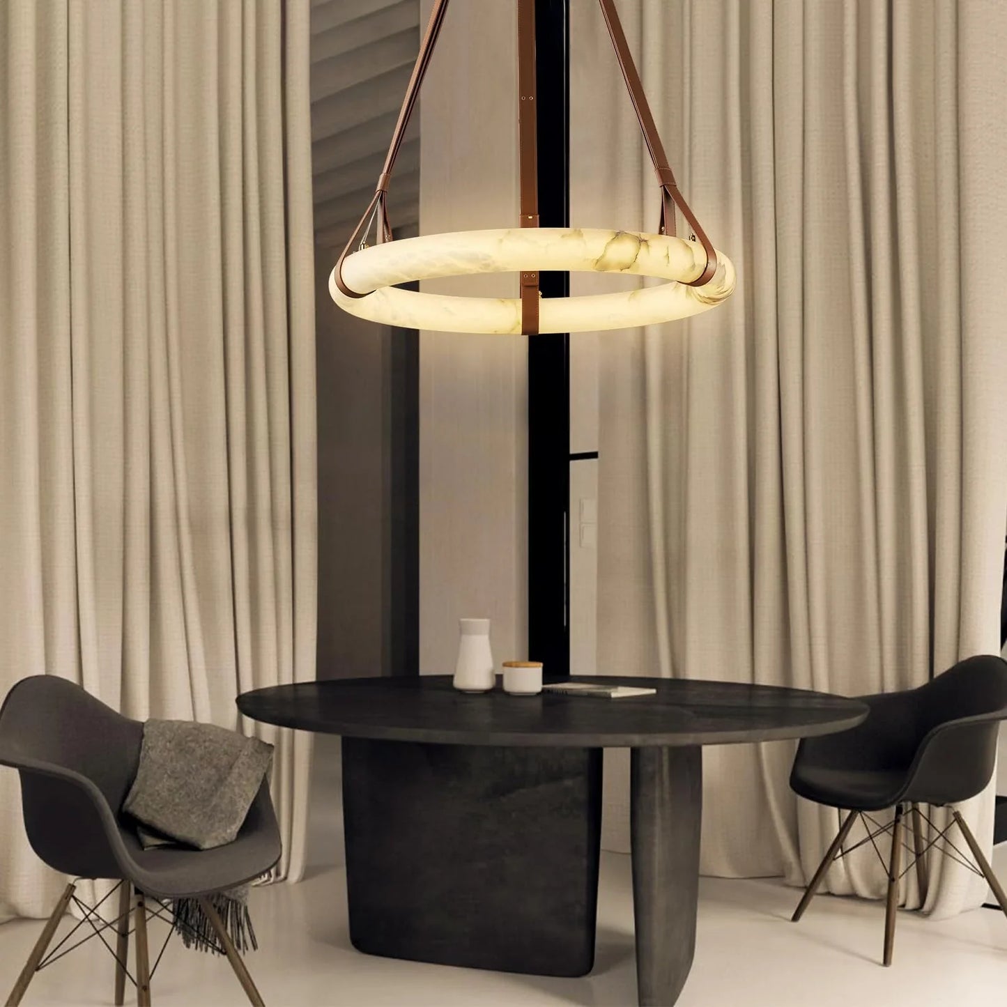 Modern Round Alabaster Chandelier for Living Room/Bedroom