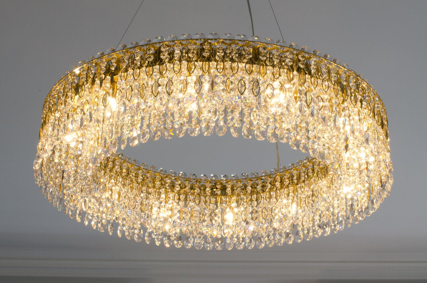 Rylight 1-Tier Round Crystal Beads Drum Chandelier