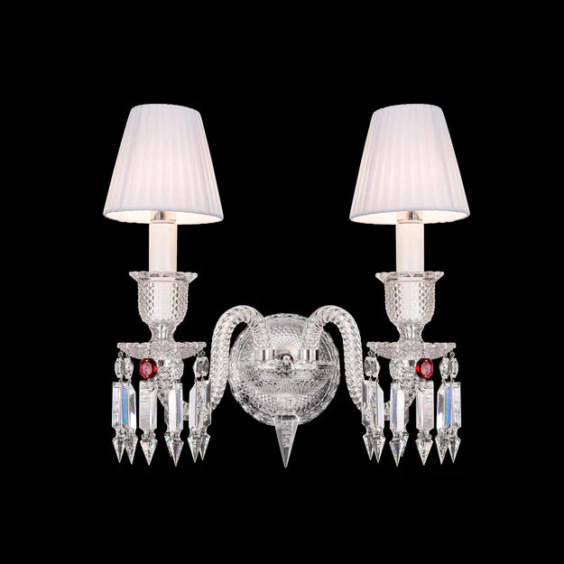 مصباح حائط كريستالي فاخر مكون من شمعتين