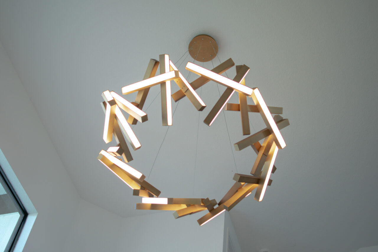 Modern Round/Linear Geometric Aluminum LED Chandelier