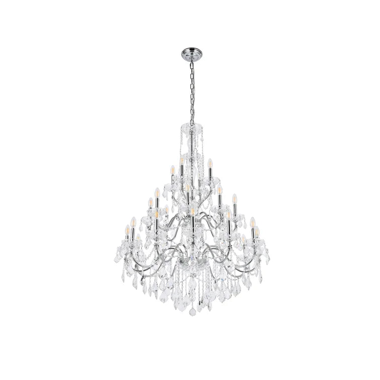 Rylight 3-Tier&24-Lights Luxury Crystal Candle Chandelier