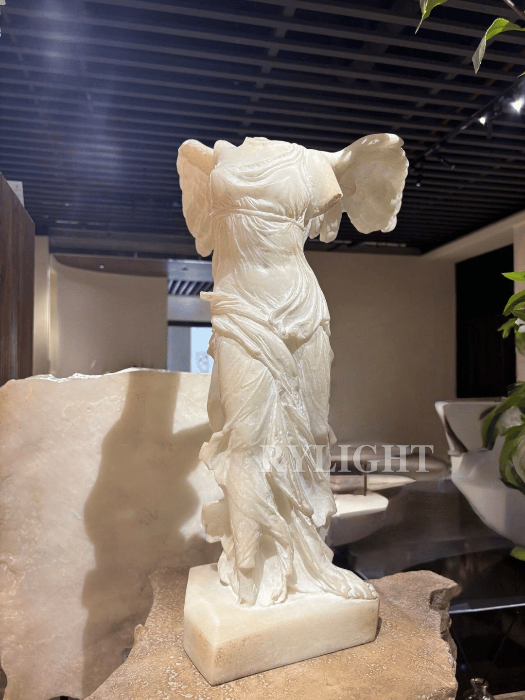 Winged Female Figure Resin Statue for Luxury Interiors