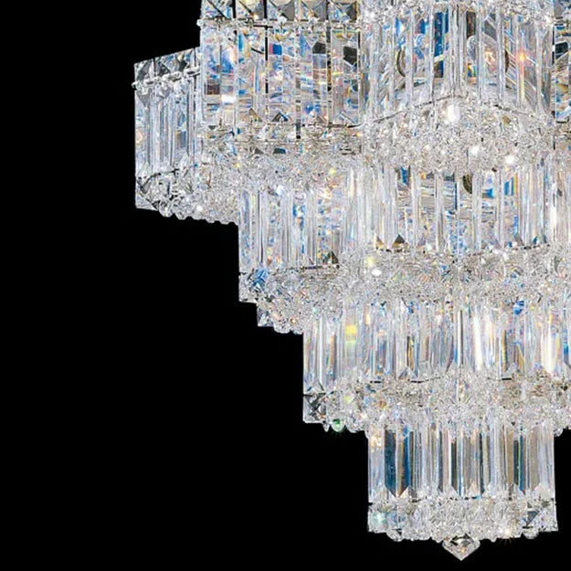 Rylight 4/6-Tier Star-shape Crystal Chandelier in Chrome