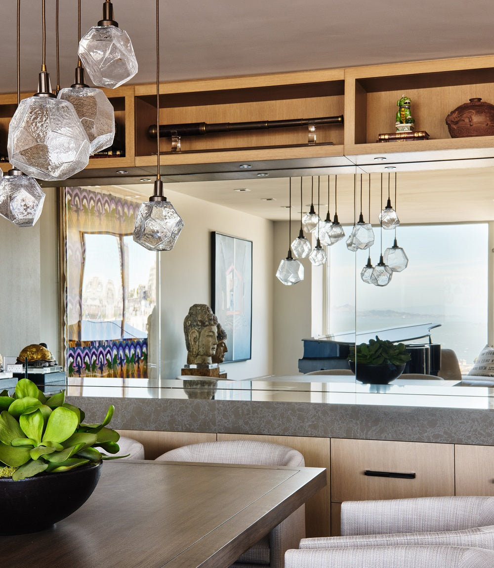 Rylight Gem Hand-blown Glass Square Pendant Chandelier