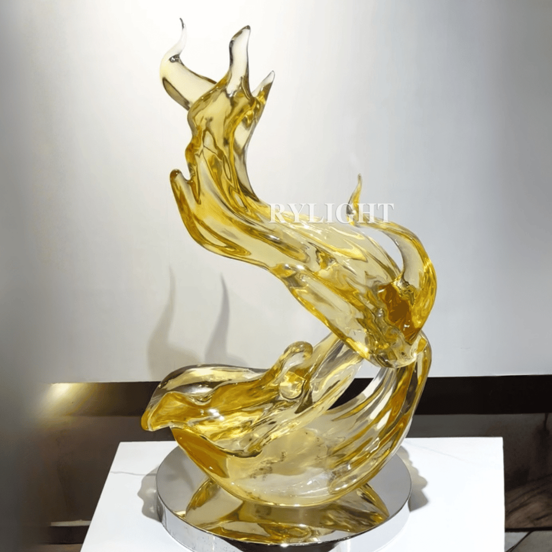Golden Transparent Abstract Art Sculpture