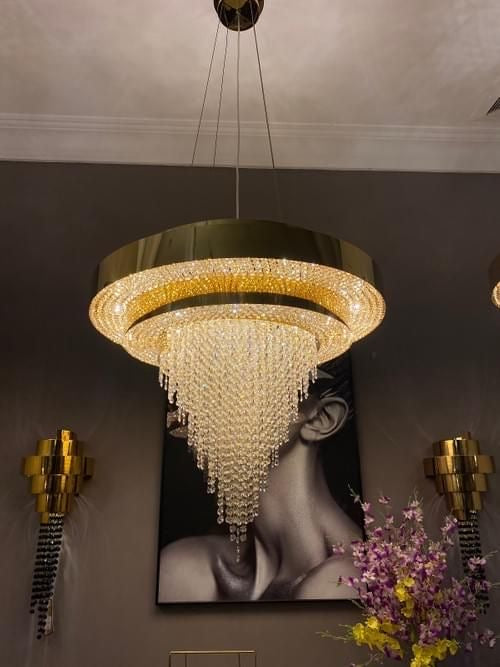 Rylight 11/15/20-lichte ronde gelaagde kristallen kroonluchter