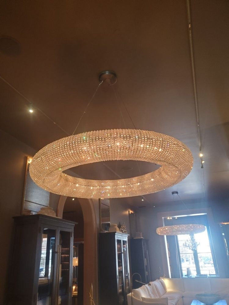 Rylight 9/12/16/18/25/30-ثريا حلقية كريستالية خفيفة باللون الفضي/الذهبي