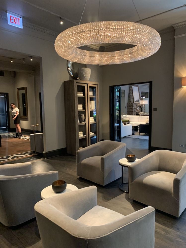 Rylight 9/12/16/18/25/30-ثريا حلقية كريستالية خفيفة باللون الفضي/الذهبي