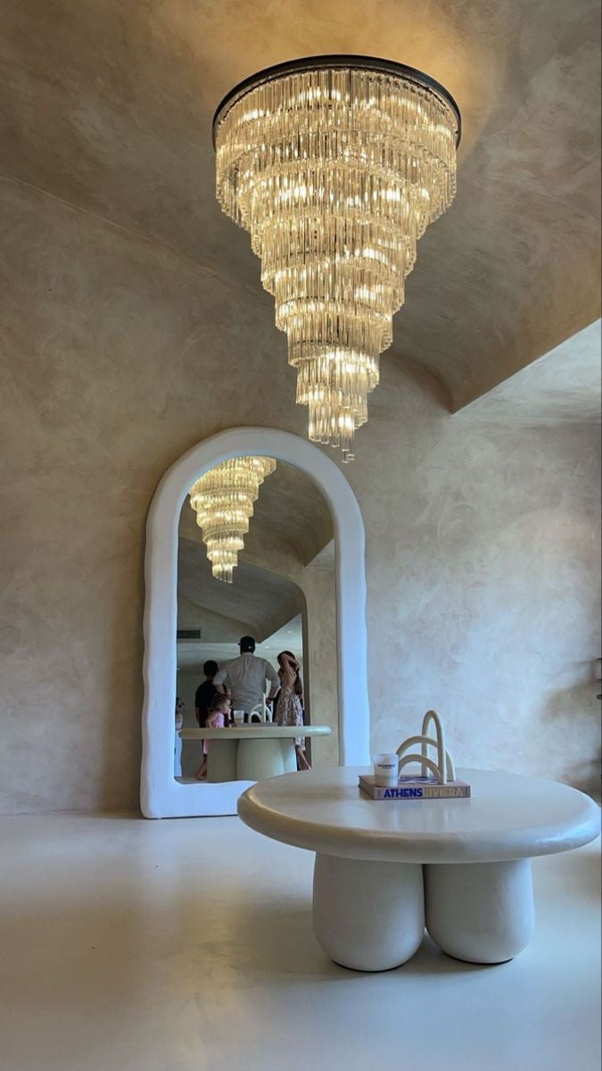 Rylight Spiral Tiered Crystal Chandelier in Black Finish