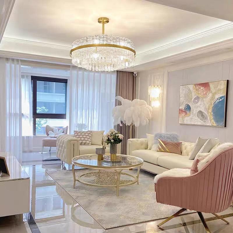 Rylight elegante ronde/rechthoekige kristallen golfbuiskroonluchter