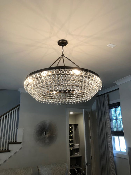 Rylight 4-Layers Round Tiered Dimmable Crystal Teardrop Chandelier