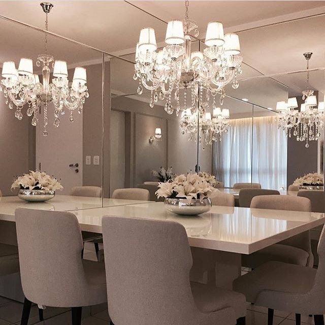 Rylight 12/18/24-Light Candle Crystal Chandelier With Lampshade